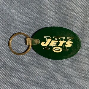Free With Bundle New York Jets NFL Green Football Shaped Keychain